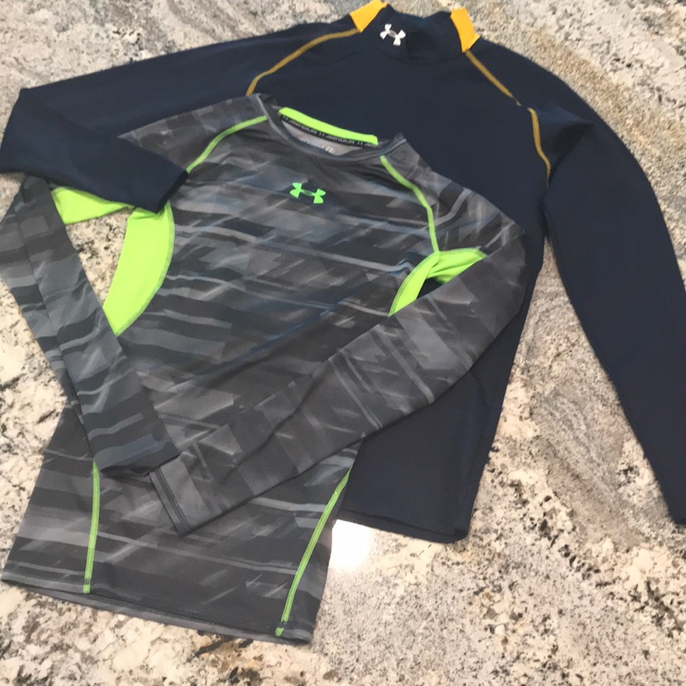 2 Under Armour long sleeve compression shirts.